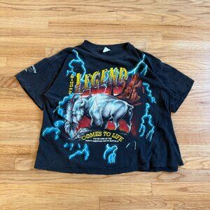 Vintage Thrashed Cropped American Thunder North American White Buffalo T
